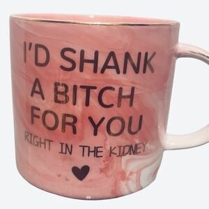 Pink Ceramic Coffee Mug with Black Heart Accent